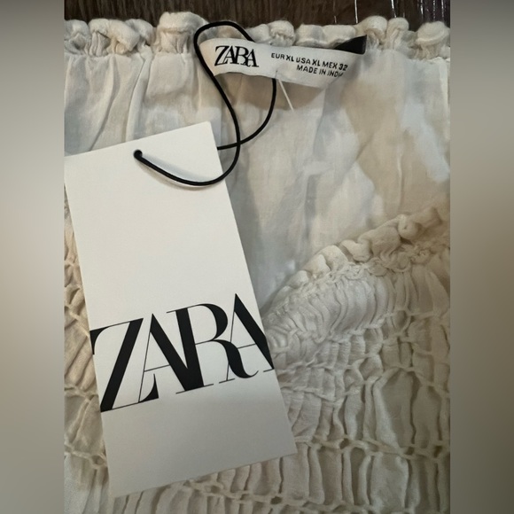 Sold 💛 ZARA • New Puckered Boho Lined‎ Skirt in Beige XL - Picture 4 of 4